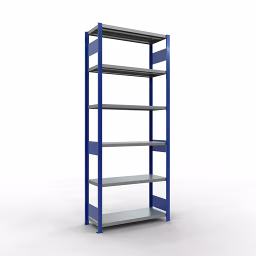 Figuur nr. 12 van het artikel basisrek, legbord, insteeksysteem MULTIplus330, 2500 x 1000 x 400 mm, 6 legborden, lengtestangen, RAL 5010 gentiaanblauw/verzinkt uit de productgroep insteeksysteem van het merk Schulte Lagertechnik