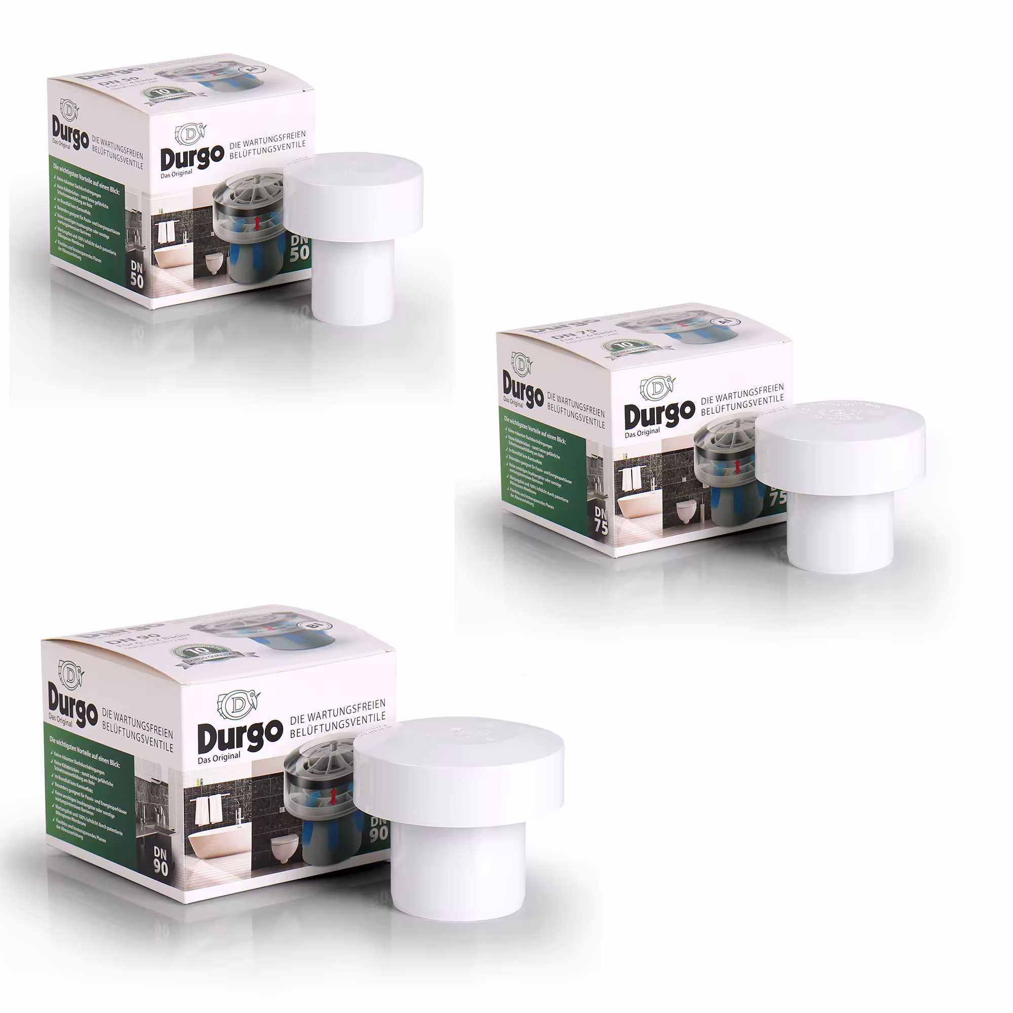 Ventilatieventiel DN 50 HT aansluiting met polystyreen kap uit de categorie afvoerpijpbeluchter met de GTIN 7392948310505 Durgo beluchter met steekaansluiting van het merk Durgo uit de categorie afvoerpijpbeluchter