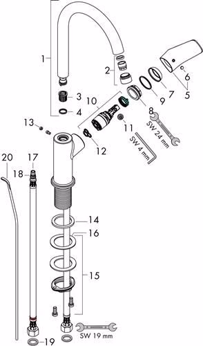 Hansgrohe LOGIS 210 monoknop wastafelmengkraan met draaibare uitloop Ø 15 mm en G 1 1/4 inch Baduitloop chroom