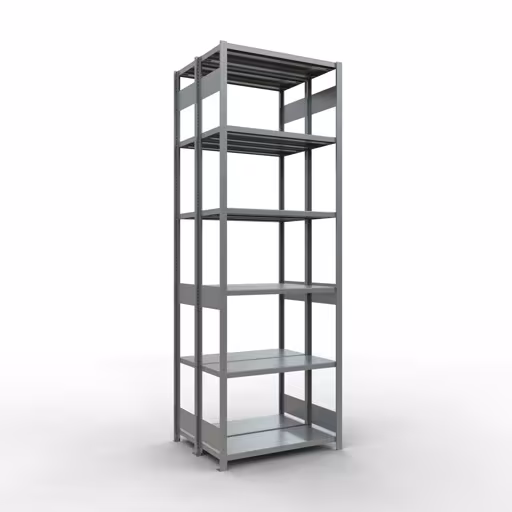 Basisplank, dubbele plank, legplank-insteeksysteem MULTIplus250, 3000 x 1000 x (2x400) mm (HxBxD), 2x7 legborden, lengtestangen, verzinkt, dubbele legborden, art.nr. 17942