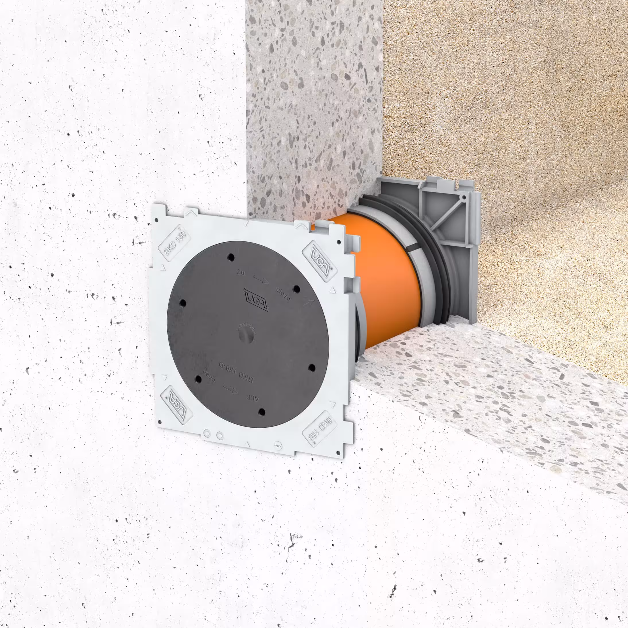 Dubbelafdichtende bajonet BKD150-K2/500 van UGA System-Technik Dubbele afdichtingspakkingbajonet BKD150-K2, kabelbescherming, art.nr. 402115050000