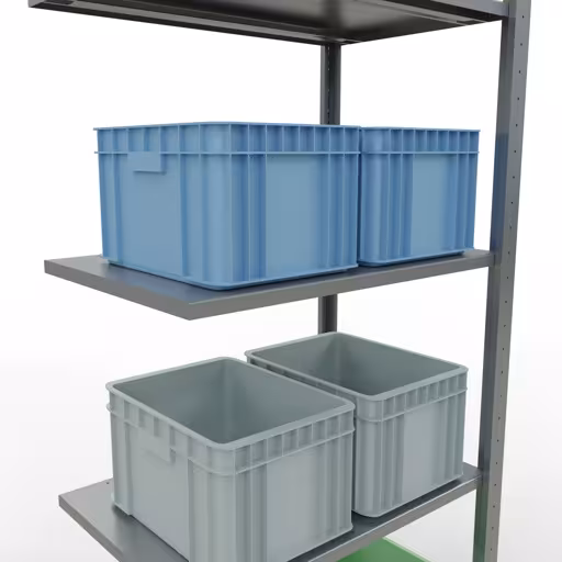 Aanbouwrekken, rekken, insteeksysteem MULTIplus150, 2000 x 750 x 500 mm (HxBxD), 5 legborden, lengtestangen, verzinkt met artikelnr. 12755-75-LR Aanbouwrekken, rekken, insteeksysteem MULTIplus150, 2000 x 750 x 500 mm, 5 planken, verzinkt van Schulte Lagertechnik uit de categorie insteeksystemen