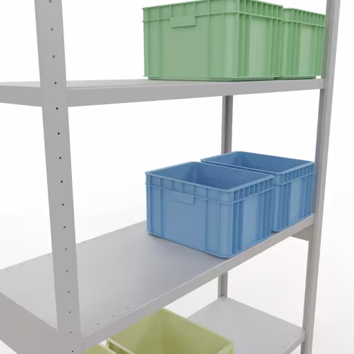 Productafbeelding nr. 15 van het artikel basisplank, legbord, insteeksysteem MULTIplus250, 3000 x 1300 x 500 mm (HxBxD), 7 legborden, lengtestangen, RAL 7035 lichtgrijs Figuur nr. 15 van het artikel basisplank, legbord, insteeksysteem MULTIplus250, 3000 x 1300 x 500 mm, 7 legborden, lengtestangen, RAL 7035 lichtgrijs uit de productgroep insteeksysteem van Schulte Lagertechnik.