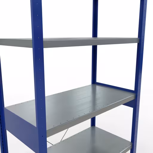 Extra afbeelding van het artikel Basisplank, legplank, insteeksysteem MULTIplus250, 2500 x 1000 x 500 mm, 6 legborden, kruisschoor, RAL 5010 gentiaanblauw/verzinkt vanaf basisplank