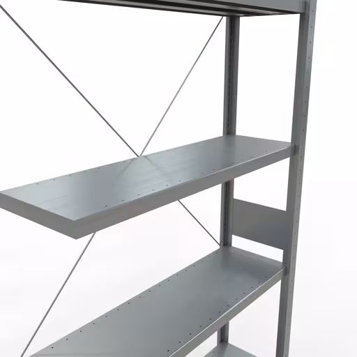 Aanbouwrekken, rekken, insteeksysteem MULTIplus250, 3000 x 1000 x 300 mm, 7 legborden, kruisschoor, verzinkt van Schulte Lagertechnik uit het assortiment insteeksysteem