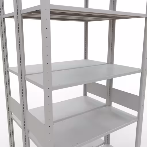 Productafbeelding nr. 7 van het artikel basisplank, dubbele plank, rekkensysteem MULTIplus150, 3000 x 1000 x (2x400) mm, 2x7 planken, RAL 7035 lichtgrijs uit het rekkenprogramma van Schulte Lagertechnik