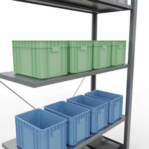 Extra afbeelding van het artikel Aanbouwplank, legplank, insteeksysteem MULTIplus150, 2000 x 1000 x 400 mm, 5 legborden, verzinkt vanaf opzetplank