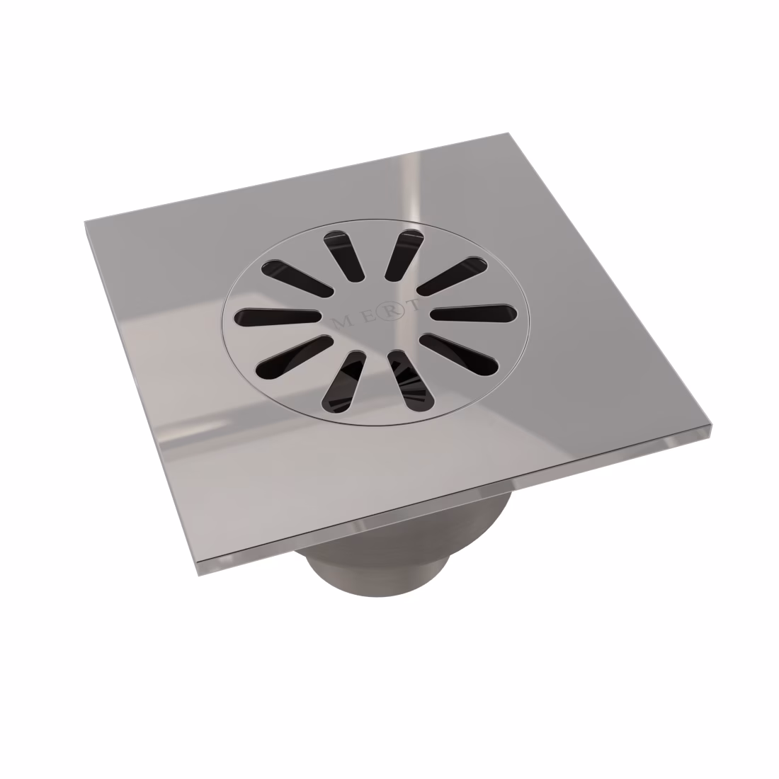 MERT vloerafvoer HK-SERIES volledig uit roestvrij staal met rooster, 100x100 mm, verticaal