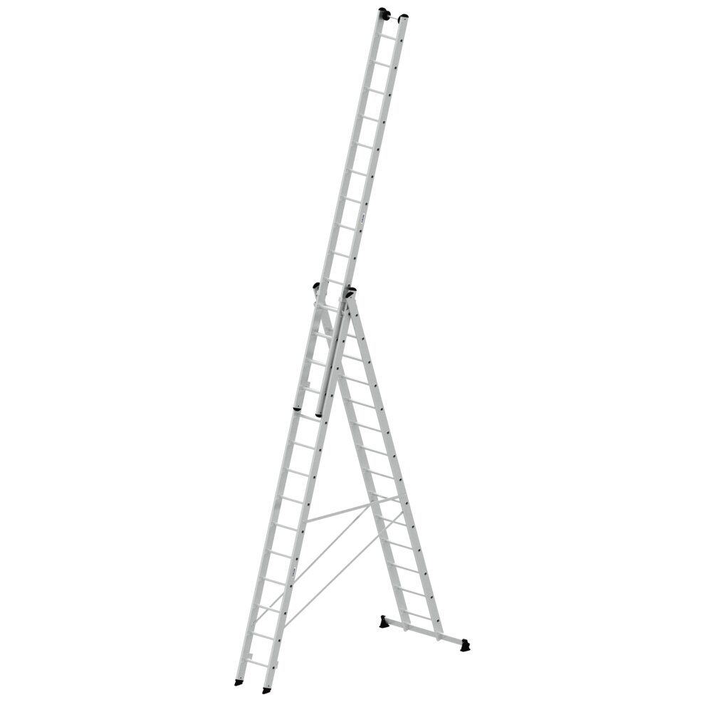 Produktbild (Abb. Ähnlich) 3818343 Munk 3-delige multifunctionele ladder met nivello® traverse en muurrollen 3x14 sporten
