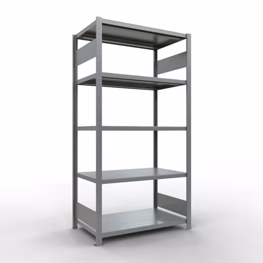 Basisplank, legplank, insteeksysteem MULTIplus250, 2000 x 1000 x 600 mm (HxBxD), 5 legborden, lengtestangen, verzinkt, basisplank, art.nr. 12960-LR