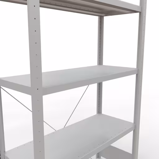 Extra afbeelding van het artikel Basisplank, legplank, insteeksysteem MULTIplus250, 2000 x 1000 x 400 mm, 5 legborden, kruisschoor, RAL 7035 lichtgrijs van basisplank