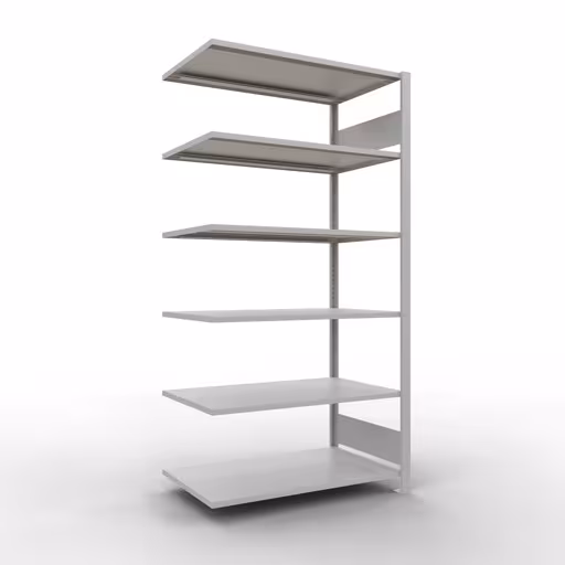 Figuur nr. 13 van het artikel aanbouwrekken, kantoorrekken, insteeksysteem MULTIplus150, 2000 x 1000 x 600 mm, 6 planken, lengtestangen, zonder middenaanslag, lichtgrijs uit de productgroep kantoorrekken van Schulte Lagertechnik.