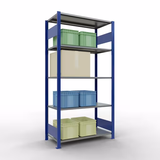Extra afbeelding van het artikel basisplank, legbord, insteeksysteem MULTIplus150, 2000 x 1000 x 500 mm, 5 legborden, RAL 5010 gentiaanblauw/verzinkt uit de categorie insteeksysteem