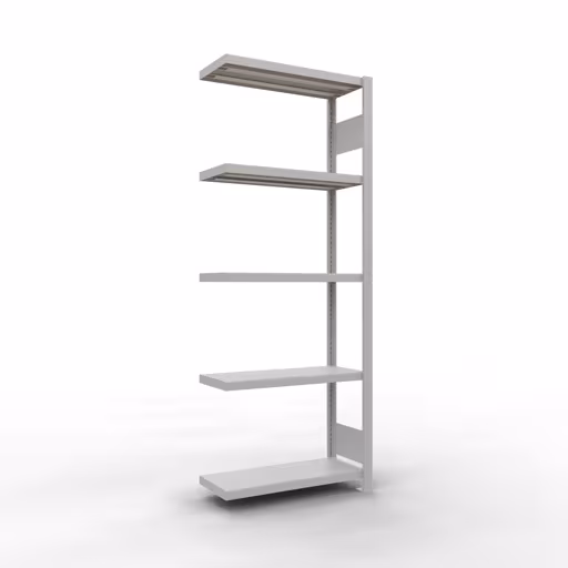 Figuur nr. 13 van het artikel aanbouwrekken, legbordstellingen, insteeksysteem MULTIplus250, 2000 x 750 x 300 mm, 5 legborden, lengtestangen, RAL 7035 lichtgrijs uit de insteeksysteem productgroep van Schulte Lagertechnik.