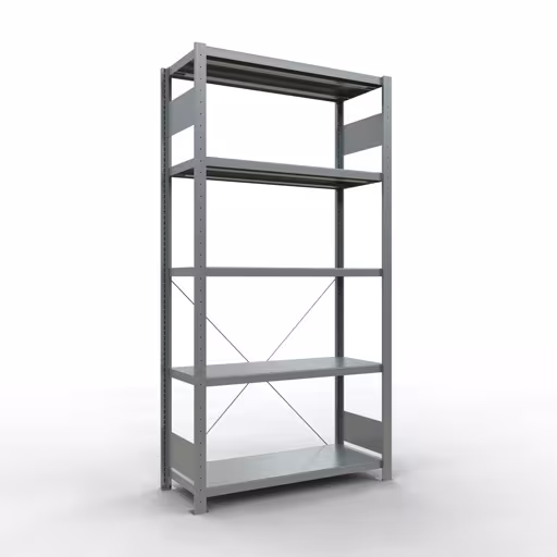 Figuur nr. 14 van het artikel basisrek, legplank, insteeksysteem MULTIplus330, 2000 x 1000 x 400 mm, 5 legborden, kruisschoor, verzinkt uit de insteeksysteem productgroep van Schulte Lagertechnik.