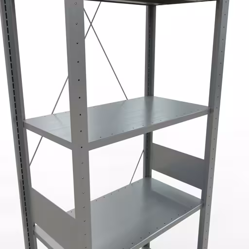 Basisplank, legbord, insteeksysteem MULTIplus150, 3000 x 750 x 400 mm (HxBxD), 7 legborden, kruisschoor, verzinkt met art.nr. 12742-75 Basisplank, legplank, insteeksysteem MULTIplus150, 3000 x 750 x 400 mm, 7 legborden, kruisschoor, verzinkt van Schulte Lagertechnik uit de categorie insteeksysteem