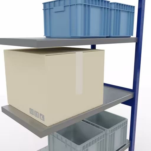 Afbeelding nr. 12 van het artikel aanbouwrekken, legbordstellingen, insteeksysteem MULTIplus330, 2500 x 1000 x 500 mm, 6 legborden, lengtestangen, RAL 5010 gentiaanblauw/verzinkt uit de productgroep insteeksysteem van Schulte Lagertechnik.