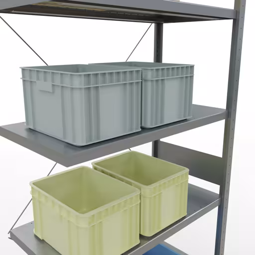 Aanbouwrekken, rekken, insteeksysteem MULTIplus330, 3000 x 1000 x 500 mm (HxBxD), 7 legborden, kruisschoor, verzinkt uit de categorie aanbouwrekken met de GTIN 4004514203342 Aanbouwrekken, rekken, insteeksysteem MULTIplus330, 3000 x 1000 x 500 mm, 7 legborden, kruisschoor, verzinkt van Schulte Lagertechnik uit het assortiment insteeksysteem