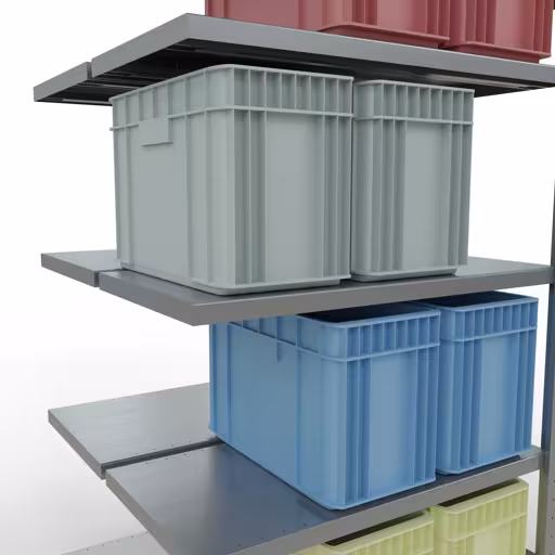 Andere weergave van het artikel Aanbouwplank, dubbele plank, legplank-insteeksysteem MULTIplus250, 2000 x 1000 x (2x500) mm (HxBxD), 2x5 legborden, lengtestangen, verzinkt Andere weergave van het artikel Aanbouwplank, dubbele plank, legbordinsteeksysteem MULTIplus250, 2000 x 1000 x (2x500) mm, 2x5 legborden, lengtestangen, verzinkt uit de categorie legbordstellingen