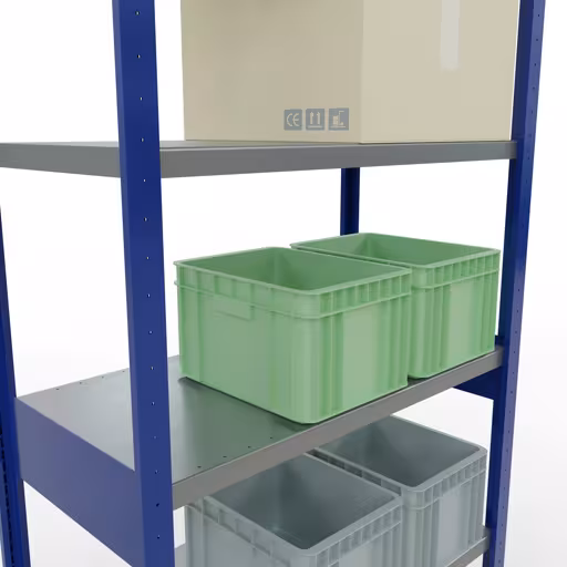 Figuur nr. 10 van het artikel basisrek, legbord, insteeksysteem MULTIplus250, 2500 x 1000 x 500 mm, 6 legborden, RAL 5010 gentiaanblauw/verzinkt uit de productgroep insteeksysteem van het merk Schulte Lagertechnik.