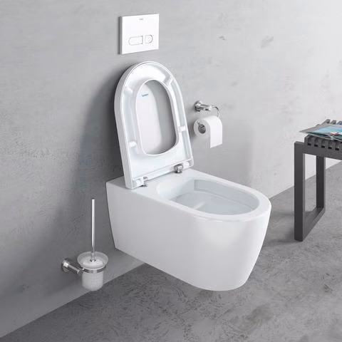 Duravit ME by Starck wandcloset, randloos, Durafix inbouwspoel, wit, inclusief closetzitting met soft-close mechanisme