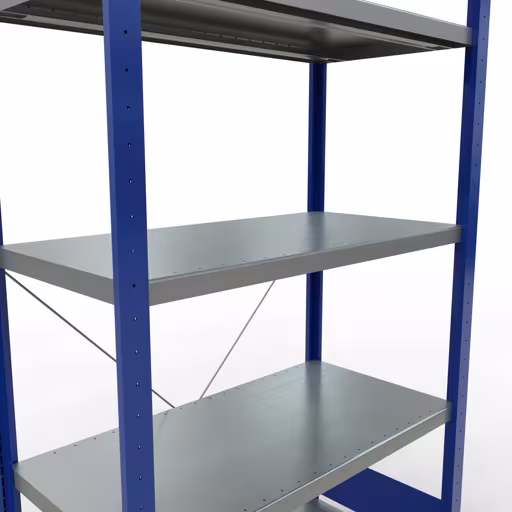 Productafbeelding nr. 14 van het artikel basisplank, legbord, insteeksysteem MULTIplus330, 2000 x 1000 x 500 mm, 5 legborden, kruisschoor, RAL 5010 gentiaanblauw/verzinkt Figuur nr. 14 van het artikel basisrek, legbord, insteeksysteem MULTIplus330, 2000 x 1000 x 500 mm, 5 legborden, kruisschoor, RAL 5010 gentiaanblauw/verzinkt uit de insteeksysteem productgroep van Schulte Lagertechnik.