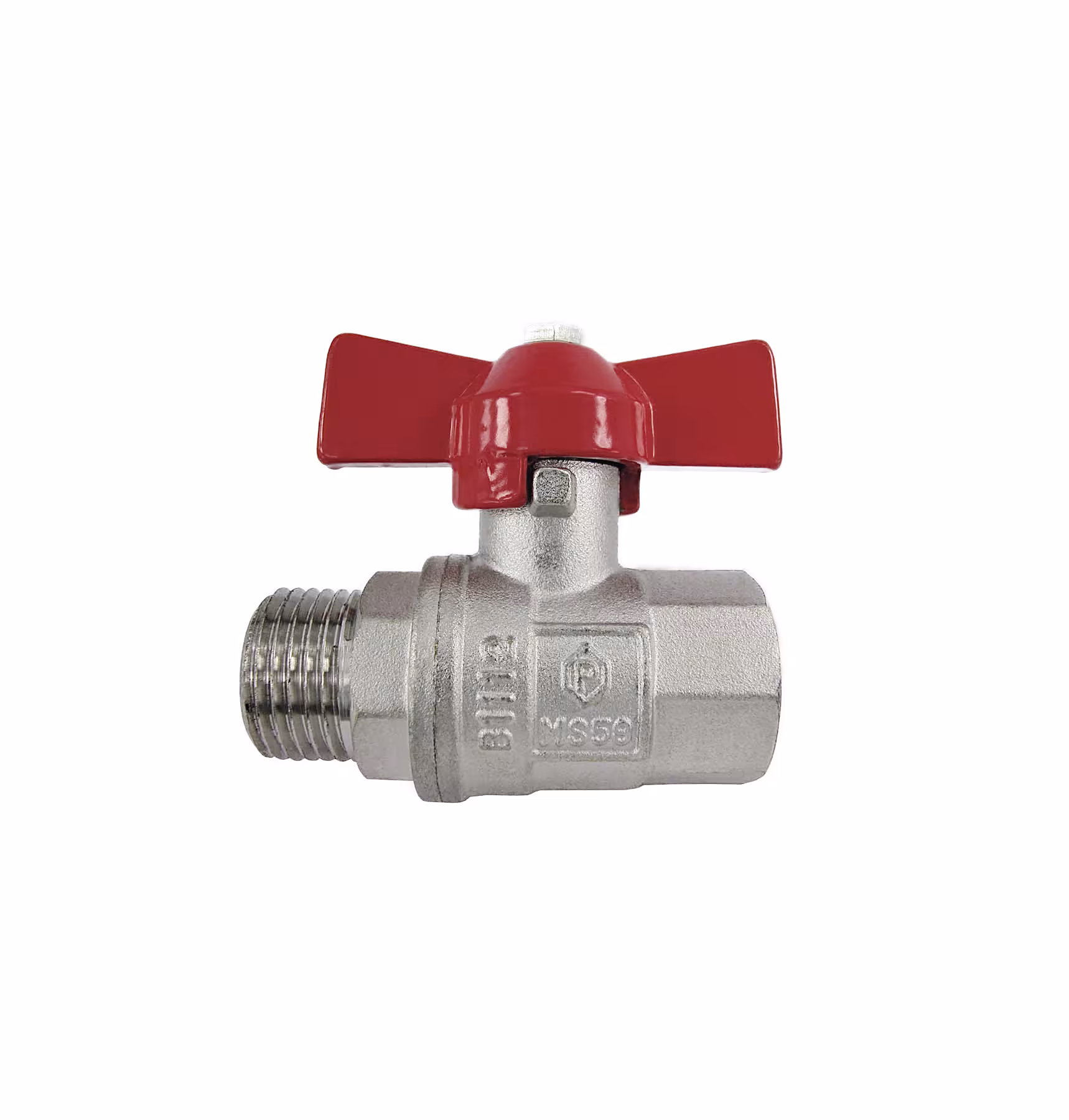 Overgangskogelkraan PN 25 DN 20 - 3/4" IG-AG aluminium vleugelgreep zonder lediging voor verwarming, tapwater, grijswater, tuinwater van Puteus Overgangskogelkranen IG-AG, kogelkranen & afsluiters, artikelnr. 53212