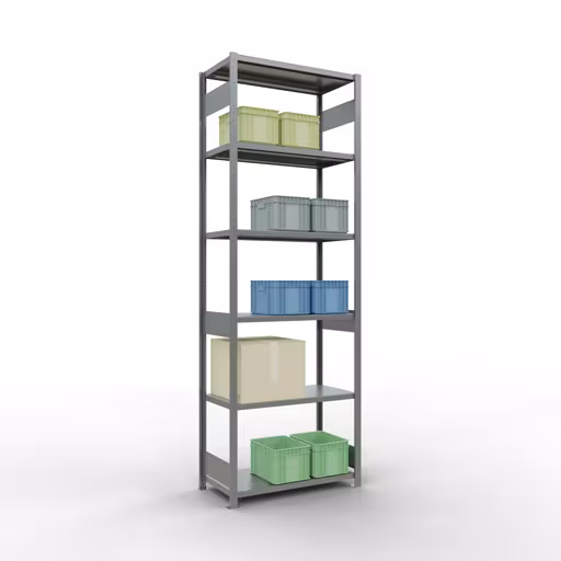 Figuur nr. 14 van het artikel basisrek, legbord, insteeksysteem MULTIplus250, 3000 x 1000 x 500 mm, 7 legborden, lengtestangen, verzinkt uit de insteeksysteem productgroep van Schulte Lagertechnik.