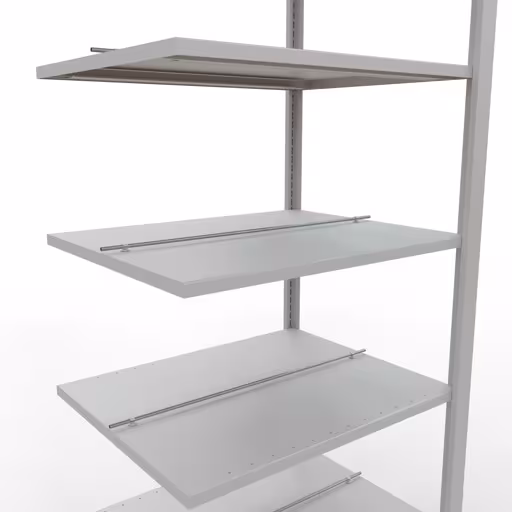 Figuur nr. 9 van het artikel aanbouwrekken, kantoorrekken, insteeksysteem MULTIplus150, 2300 x 750 x 600 mm, 7 planken, lengtestangen, met middenaanslag, lichtgrijs uit de productgroep kantoorrekken van Schulte Lagertechnik.