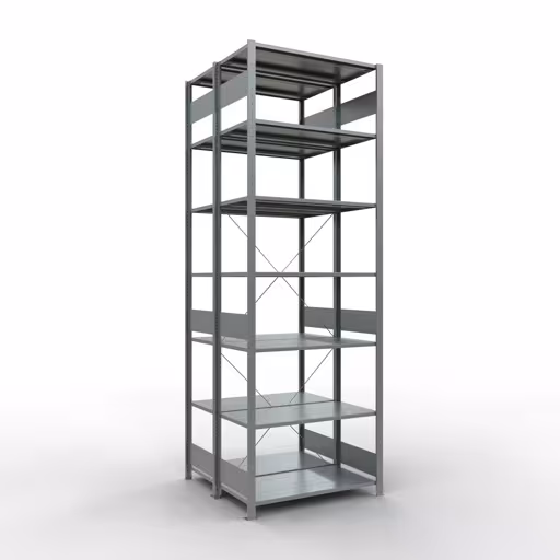 Basisplank, dubbele plank, stellingsysteem MULTIplus150, 3000 x 1000 x (2x1000) mm (HxBxD), 2x7 planken, kruisschoor, verzinkt, dubbele planken, art.nr. 13752