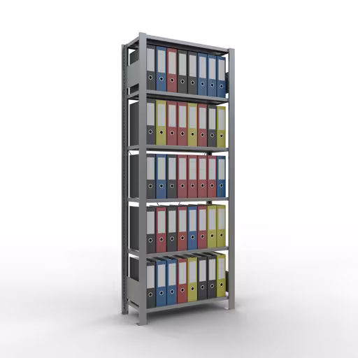 Basisrek, kantoorrek, insteeksysteem MULTIplus85, 2000 x 750 x 300 mm, 6 legborden, kruisschoor, verzinkt, zonder aanslaglijst van Schulte Lagertechnik uit het assortiment kantoorrekken