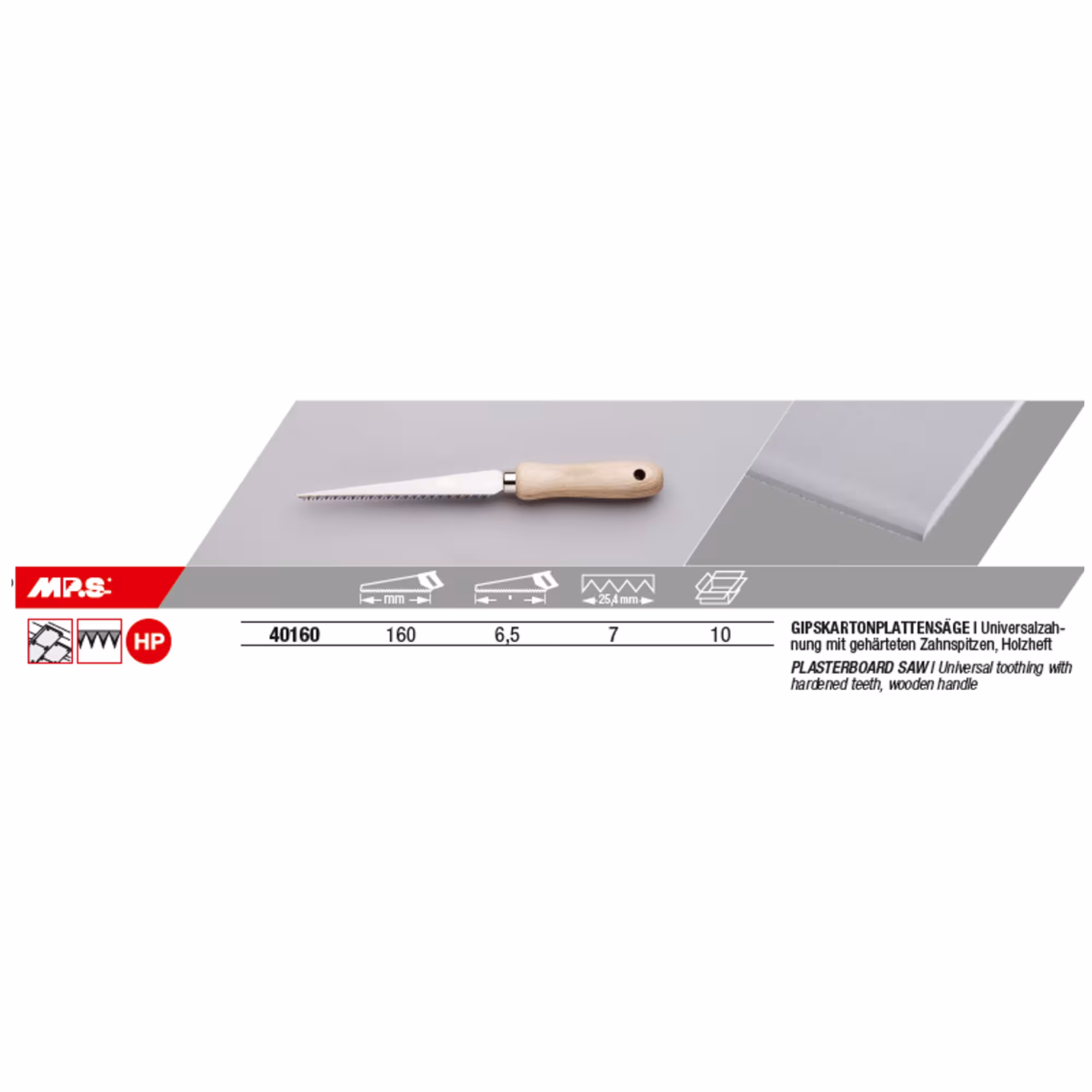 Gipsplaatzaag totale lengte 160mm van MPS met art.nr. 40160-LIG