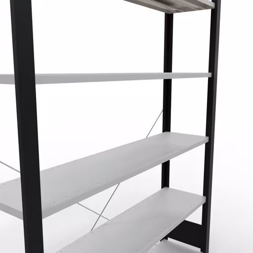 Basisplank, kantoorrek, insteeksysteem MULTIplus85, 2000 x 1300 x 300 mm, 6 planken, kruisschoor, zonder aanslaglijst, zwart/lichtgrijs van Schulte Lagertechnik uit de categorie kantoorrekken