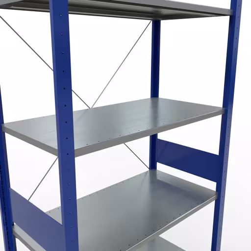 Extra afbeelding van het artikel basisplank, legplank, insteeksysteem MULTIplus150, 3000 x 1000 x 500 mm, 7 legborden, RAL 5010/verzinkt vanaf basisplank