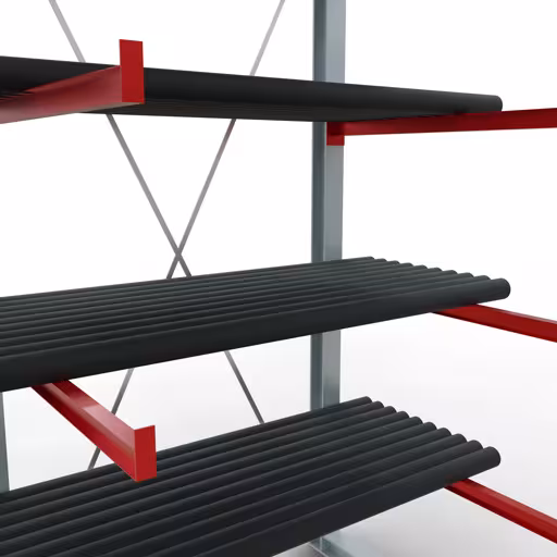 K 6000 complete stelling, eenzijdig, 3000 x 1500 x 1250 mm, RAL 7001 / RAL 3000, 5 opslagniveaus van Schulte Lagertechnik uit het assortiment draagarmstellingen