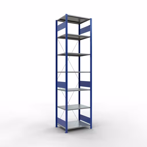 Andere weergave van het artikel Basisplank, legbord-insteeksysteem MULTIplus150, 3000 x 750 x 600 mm, 7 legborden, RAL 5010 gentiaanblauw/verzinkt/verzinkt uit de categorie insteeksysteem