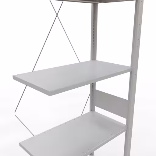 Extra afbeelding van het artikel Aanbouwrekken, legbordstellingen, insteeksysteem MULTIplus150, 3000 x 750 x 400 mm (HxBxD), 7 legborden, kruisschoor, RAL 7035 lichtgrijs Extra afbeelding van het artikel aanbouwplank, stellingkast MULTIplus150 insteeksysteem, 3000 x 750 x 400 mm, 7 planken, RAL 7035 lichtgrijs van aanbouwplank