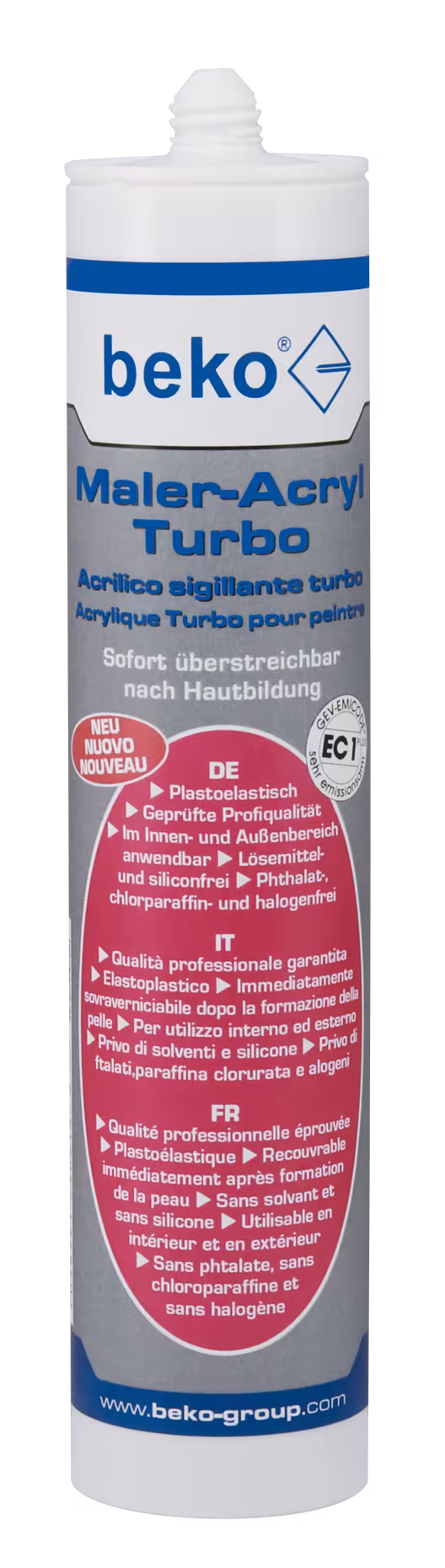 Schilderacryl Turbo 310 ml wit DE/IT/FR van Beko Schilderacryl Turbo 310 ml wit DE/IT/FR uit de categorie acryl met art.nr. 230 300 010