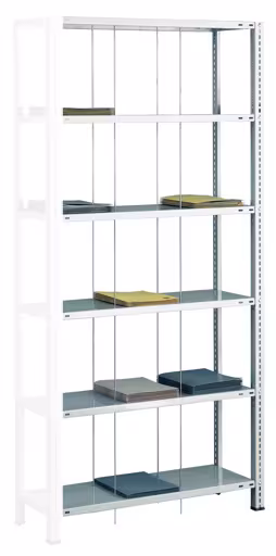 Andere weergave van het artikel Aanbouwplank, staafplank met schroefdraad BASIC70, 2000 x 900 x 350 mm, 6 planken, RAL 7035 lichtgrijs uit de categorie kantoorplanken