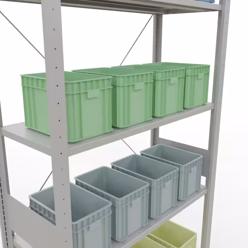 Figuur nr. 14 van het artikel basisplank, legbord, insteeksysteem MULTIplus150, 3000 x 1000 x 400 mm, 7 legborden, kruisschoor, RAL 7035 lichtgrijs uit de productgroep insteeksysteem van Schulte Lagertechnik.