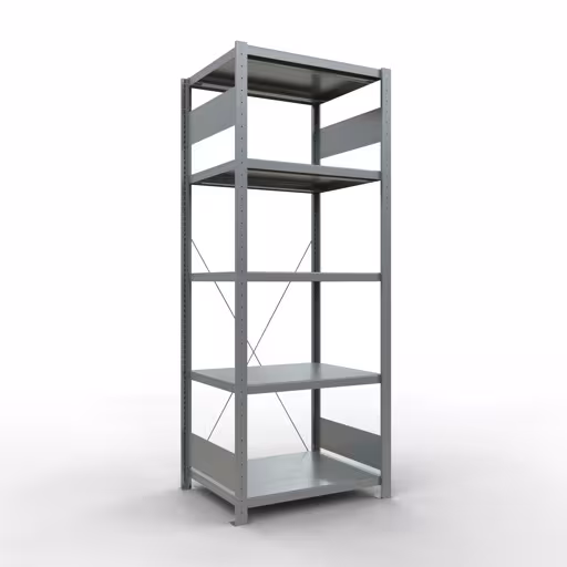 Basisplank, legbord, insteeksysteem MULTIplus250, 2000 x 750 x 600 mm, 5 legborden, kruisschoor, verzinkt van Schulte Lagertechnik uit het assortiment insteeksysteem
