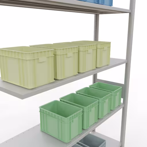 Aanbouwrekken, legbordstellingen, insteeksysteem MULTIplus150, 3000 x 1300 x 400 mm, 7 legborden, lengtestangen, RAL 7035 lichtgrijs van Schulte Lagertechnik met artikelnr. 32647-130-LR