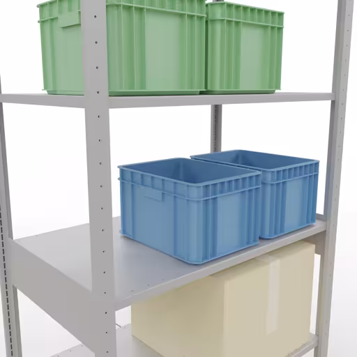 Basisplank, legbord, insteeksysteem MULTIplus150, 2500 x 1000 x 600 mm, 6 planken, kruisschoor, RAL 7035 lichtgrijs van Schulte Lagertechnik uit het assortiment insteeksysteem