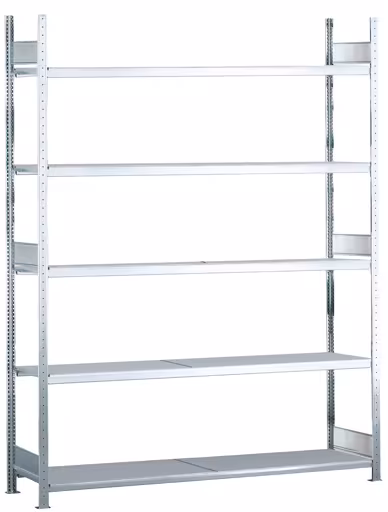 Basisplank, breedvakplank WS 2000 met stalen legborden, 3000 x 2000 x 500 mm (HxBxD), verzinkt, 5 niveaus, vakbelasting 400 kg, vakbelasting 2.000 kg van Schulte Lagertechnik Basisplank, breedvakplank WS 2000 met stalen legborden, 3000 x 2000 x 500 mm (HxBxD), verzinkt, 5 niveaus, vakbelasting 400 kg, vakbelasting 2.000 kg, WS2000, art.nr. 15722