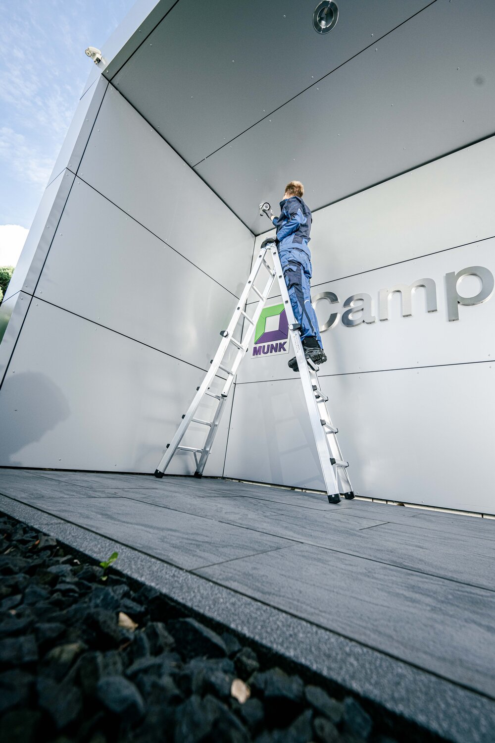 Munk telescopische ladder 4-delig zonder dwarsbalk 4x3 sporten