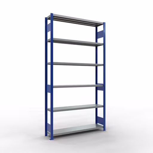 Basisplank, legbord, insteeksysteem MULTIplus250, 2500 x 1300 x 300 mm, 6 legborden, lengtestangen, RAL 5010 gentiaanblauw/verzinkt van Schulte Lagertechnik uit het assortiment insteeksysteem