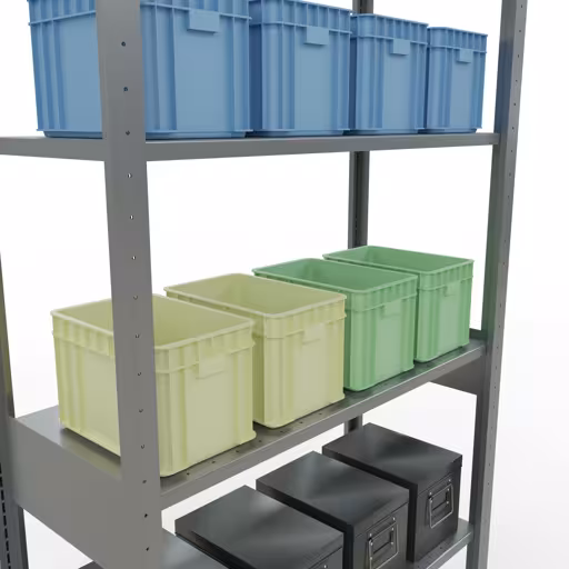 Productafbeelding nr. 7 van het artikel basisrek, legbord, insteeksysteem MULTIplus150, 2500 x 1000 x 400 mm, 6 legborden, verzinkt uit het insteeksysteem assortiment van Schulte Lagertechnik