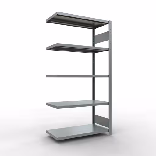 Aanbouwrekken, legborden, insteeksysteem MULTIplus330, 2000 x 1000 x 500 mm (HxBxD), 5 legborden, lengtestangen, verzinkt, aanbouwplank, art.nr. 13955-LR