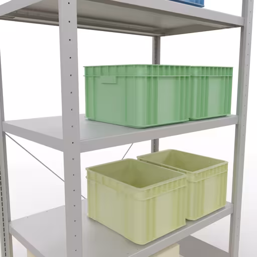 Productafbeelding nr. 13 van het artikel basisplank, legbord, insteeksysteem MULTIplus330, 2000 x 1000 x 600 mm, 5 legborden, kruisschoor, RAL 7035 lichtgrijs Figuur nr. 13 van het artikel basisplank, legbord, insteeksysteem MULTIplus330, 2000 x 1000 x 600 mm, 5 legborden, kruisschoor, RAL 7035 lichtgrijs uit de productgroep insteeksysteem van Schulte Lagertechnik.