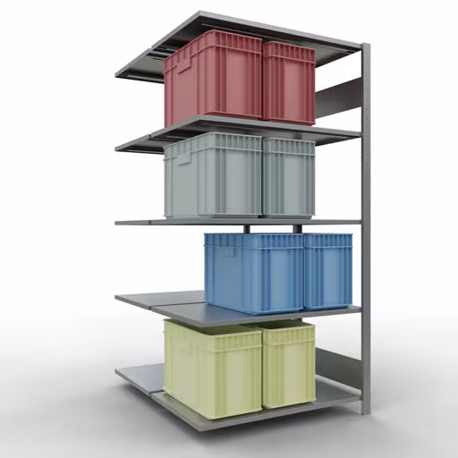 Afbeelding nr. 7 van het artikel aanbouwstellingen, dubbele stellingen, stellingstellingen, insteeksysteem MULTIplus150, 2000 x 1000 x (2x600) mm, 2x5 planken, verzinkt uit de productgroep stellingstellingen van Schulte Lagertechnik